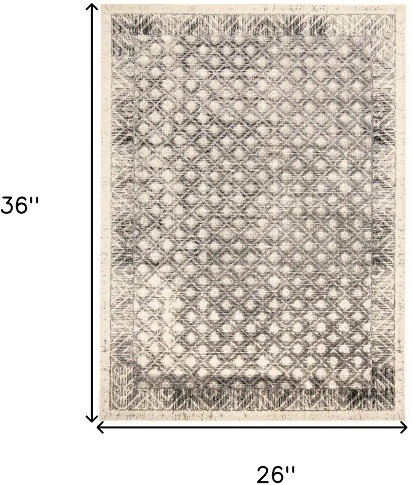 Ivory Black And Taupe Abstract Stain Resistant Area Rug Photo 8