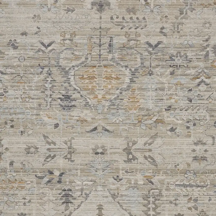 Ivory Black And Taupe Floral Area Rug With Fringe Photo 9