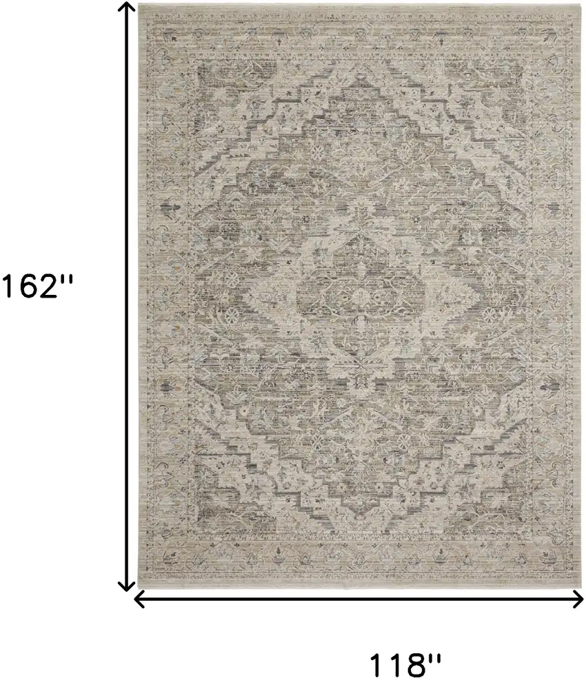 Ivory Black And Taupe Floral Distressed Area Rug With Fringe Photo 3