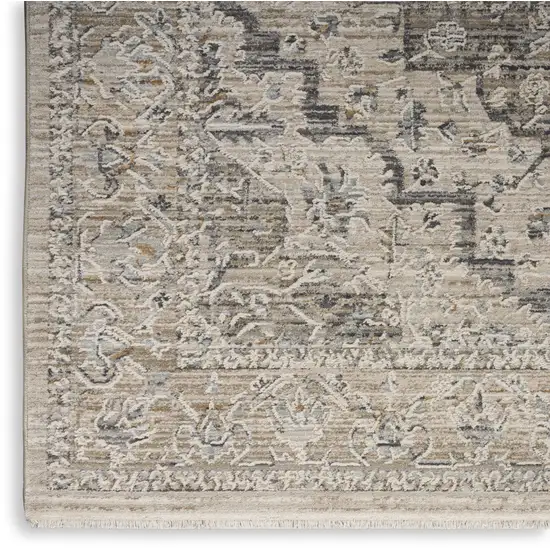 Ivory Black And Taupe Medallion Distressed Area Rug With Fringe Photo 8