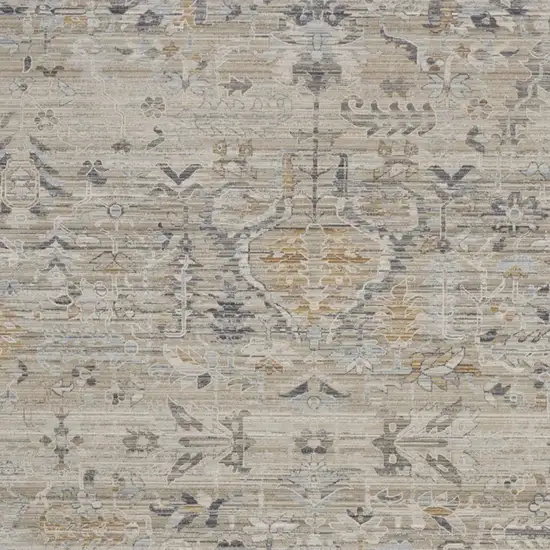 Ivory Black And Taupe Oriental Distressed Area Rug With Fringe Photo 8