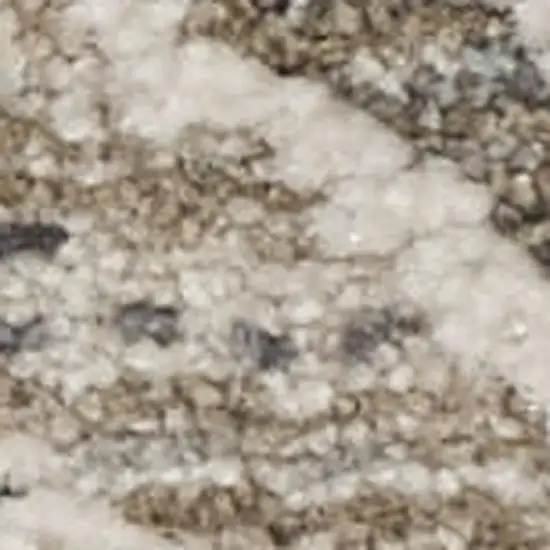 Ivory Black And Taupe Oriental Distressed Area Rug With Fringe Photo 2