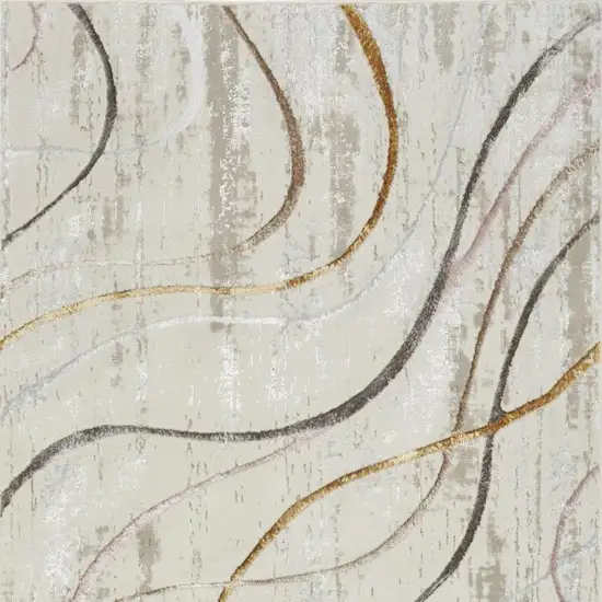 Ivory Black and Brown Abstract Non Skid Area Rug Photo 3