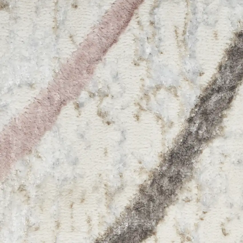Ivory Black and Brown Abstract Non Skid Area Rug Photo 9