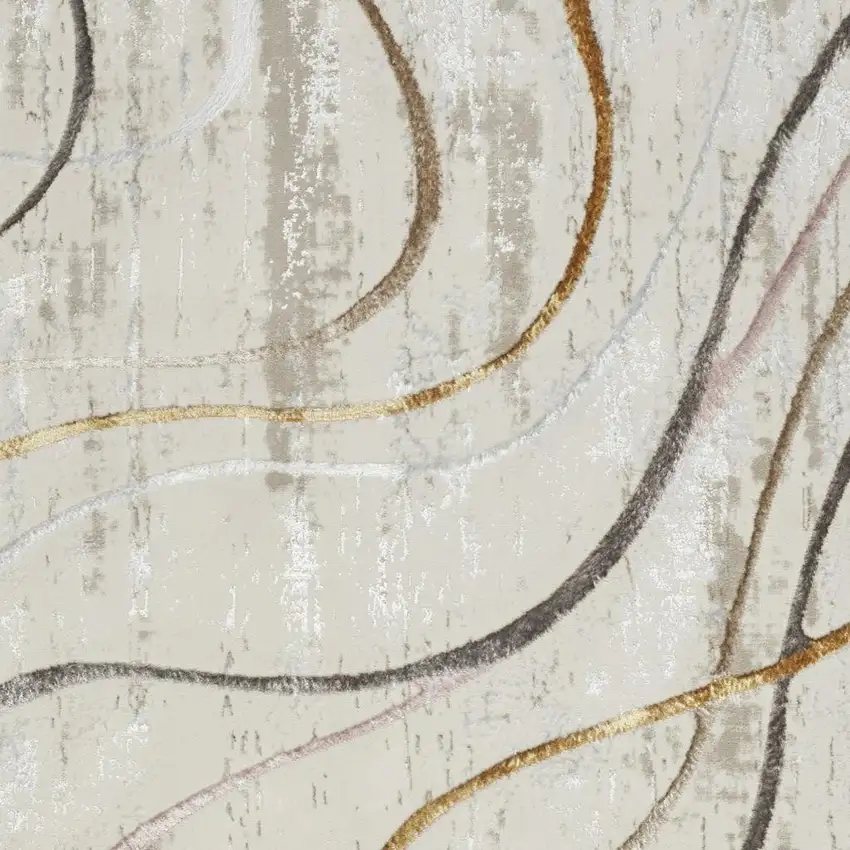 Ivory Black and Brown Abstract Non Skid Area Rug Photo 1