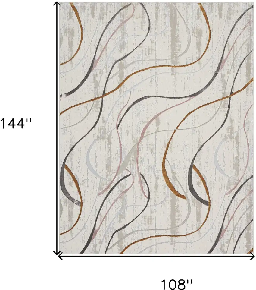 Ivory Black and Brown Abstract Non Skid Area Rug Photo 3