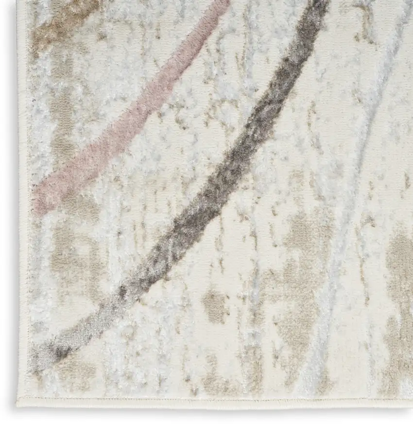 Ivory Black and Brown Abstract Non Skid Area Rug Photo 8