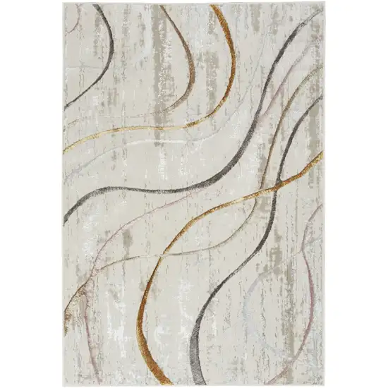 Ivory Black and Brown Abstract Non Skid Area Rug Photo 1