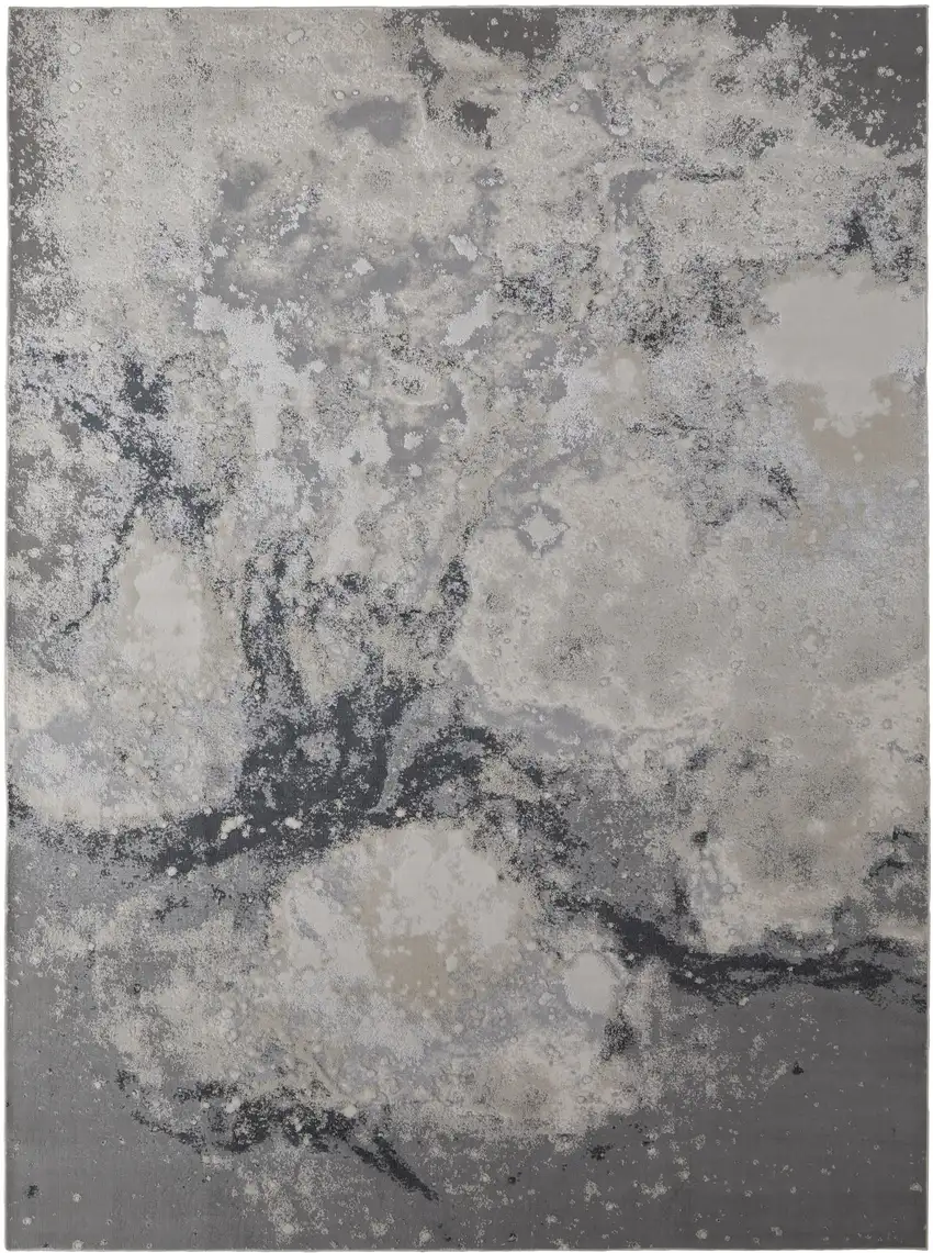 Ivory Black and Gray Abstract Area Rug Photo 2