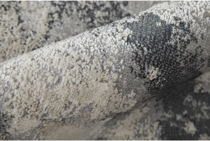 Ivory Black and Gray Abstract Area Rug Photo 9