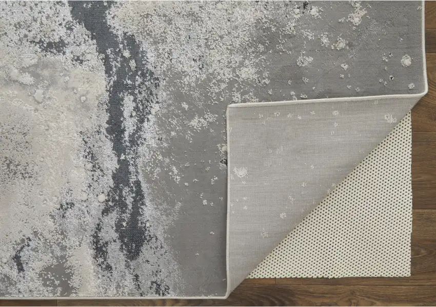 Ivory Black and Gray Abstract Area Rug Photo 4