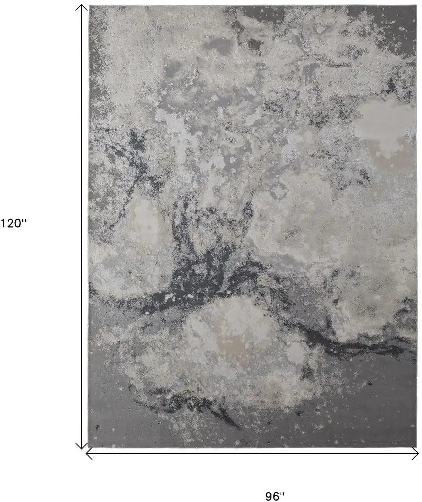 Ivory Black and Gray Abstract Area Rug Photo 3