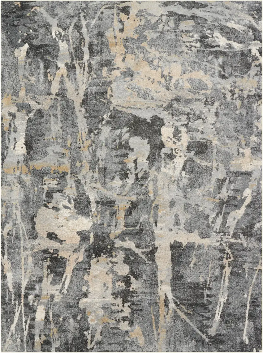 Ivory Black and Gray Abstract Area Rug Photo 6