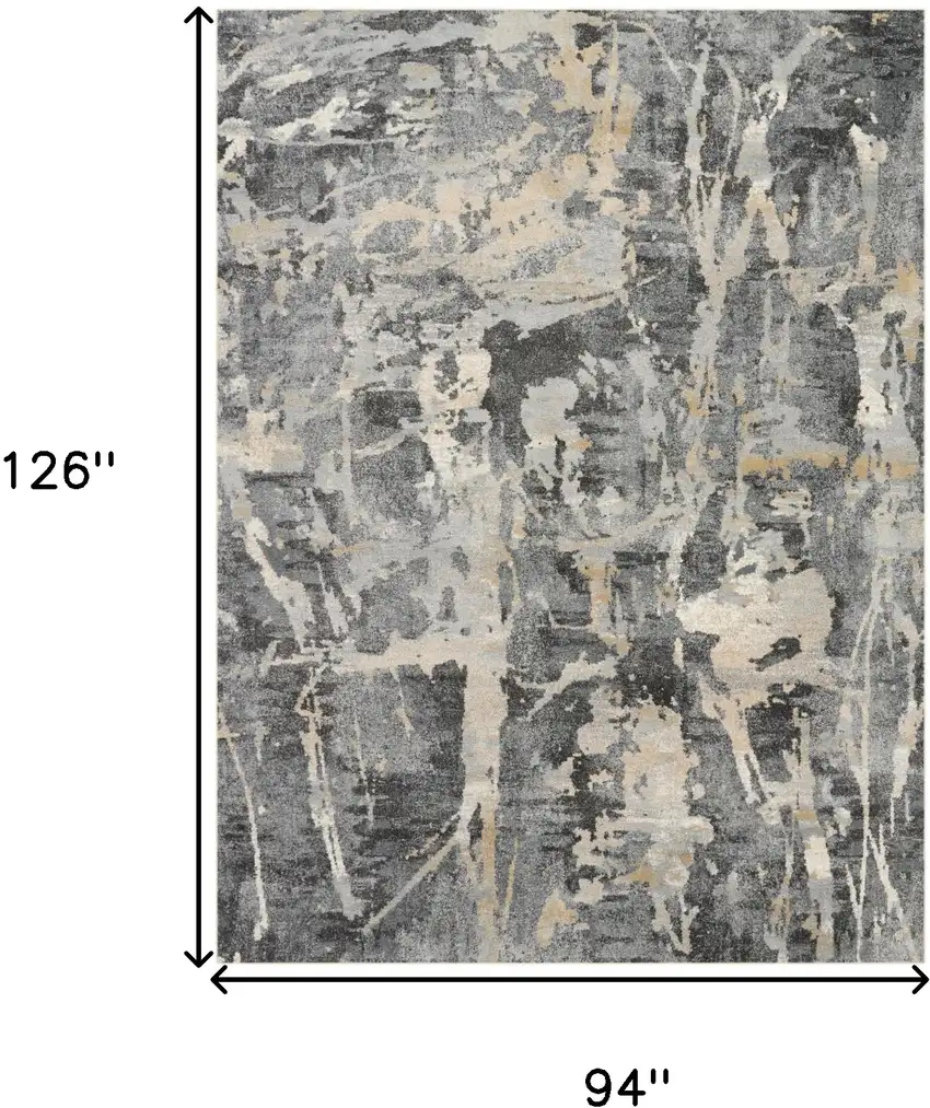 Ivory Black and Gray Abstract Area Rug Photo 3