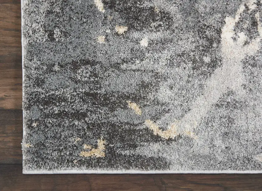 Ivory Black and Gray Abstract Area Rug Photo 4