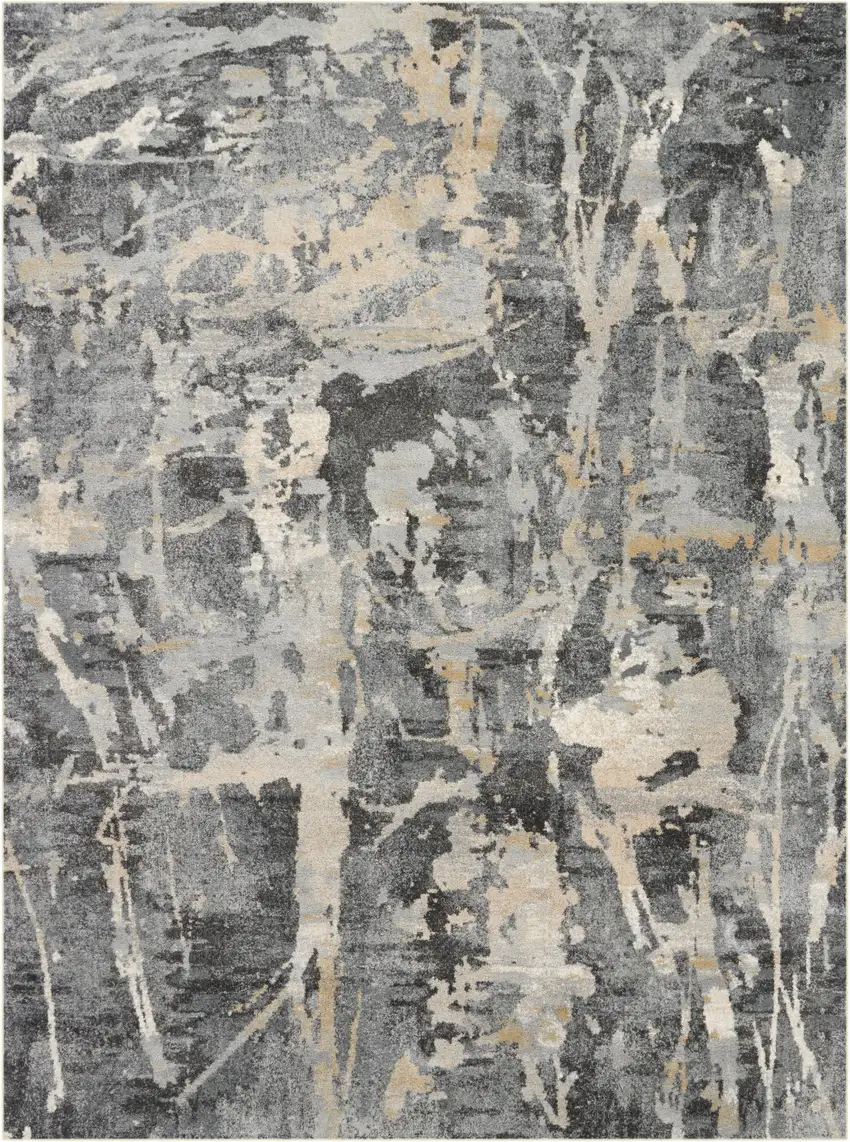 Ivory Black and Gray Abstract Area Rug Photo 2