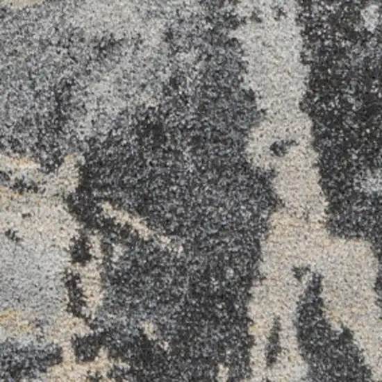 Ivory Black and Gray Abstract Distressed Area Rug Photo 3