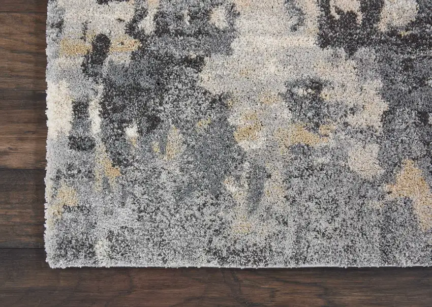 Ivory Black and Gray Abstract Distressed Area Rug Photo 4
