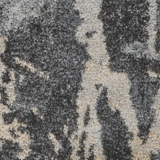 Ivory Black and Gray Abstract Distressed Area Rug Photo 8