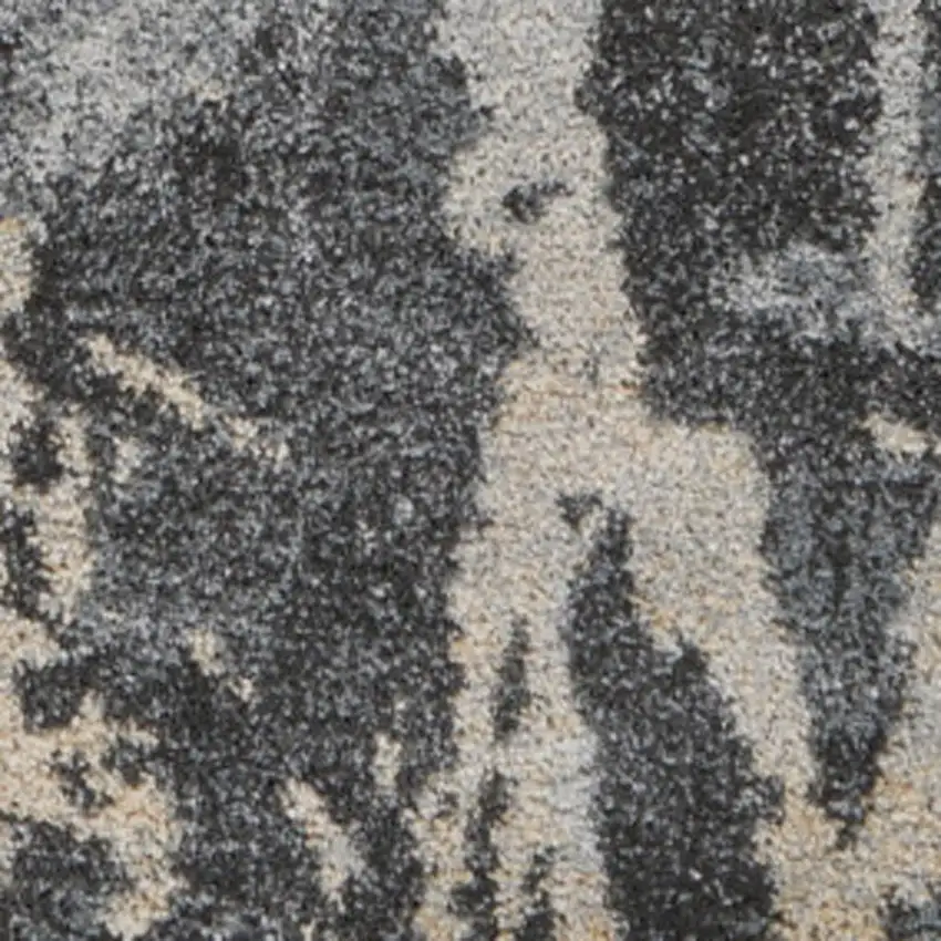 Ivory Black and Gray Abstract Distressed Area Rug Photo 8