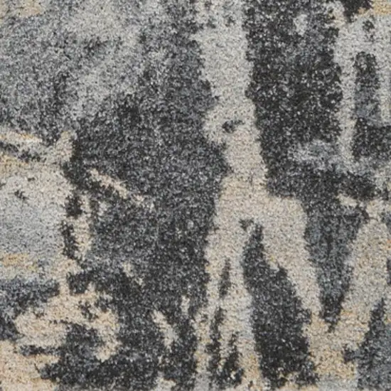 Ivory Black and Gray Abstract Distressed Area Rug Photo 9