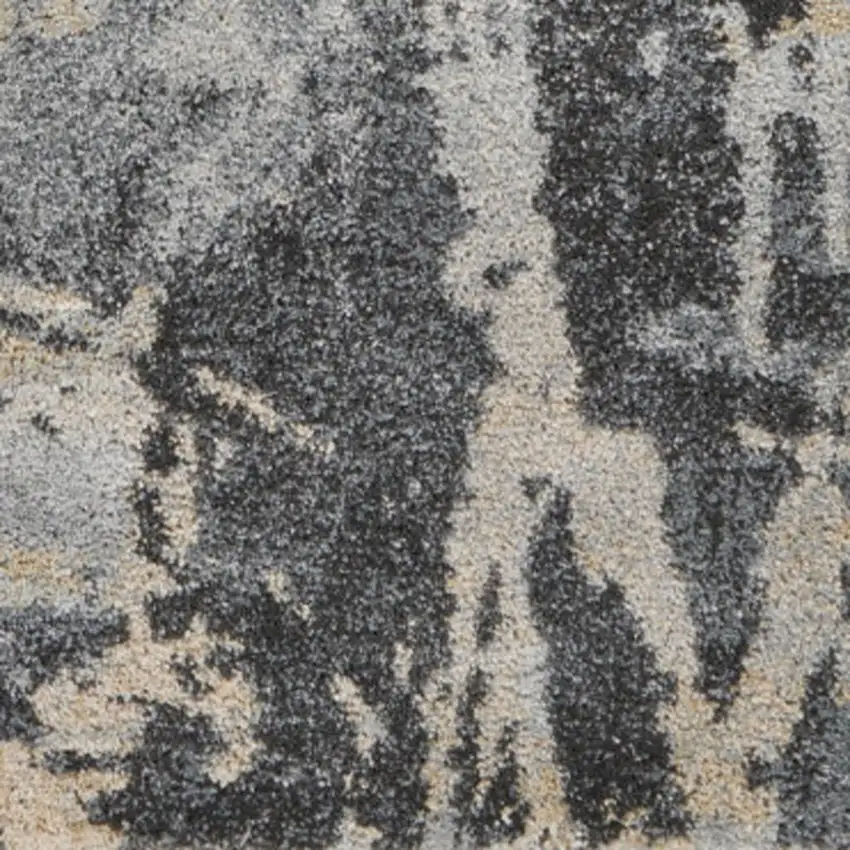 Ivory Black and Gray Abstract Distressed Area Rug Photo 9