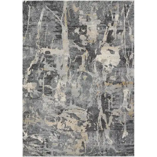 Ivory Black and Gray Abstract Distressed Area Rug Photo 7