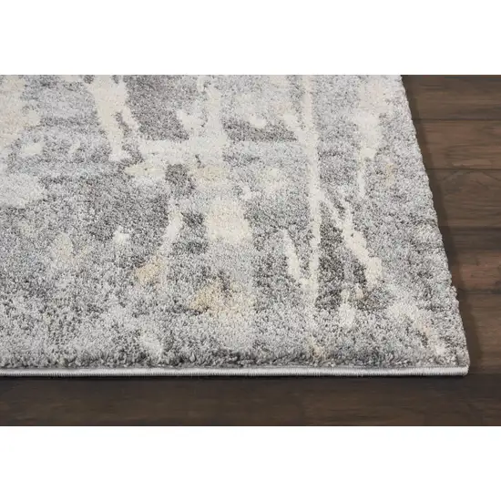 Ivory Black and Gray Abstract Distressed Area Rug Photo 8
