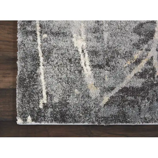 Ivory Black and Gray Abstract Distressed Area Rug Photo 9