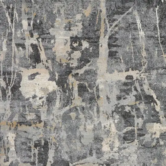 Ivory Black and Gray Abstract Distressed Area Rug Photo 1