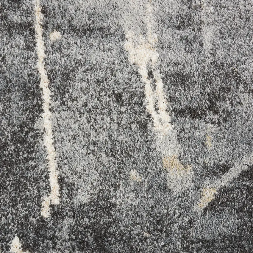 Ivory Black and Gray Abstract Distressed Area Rug Photo 9