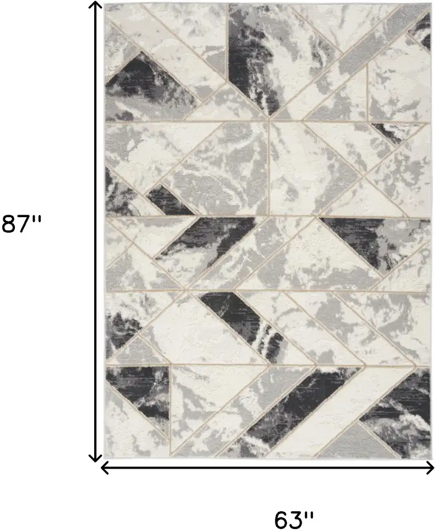 Ivory Black and Gray Abstract Non Skid Area Rug Photo 3