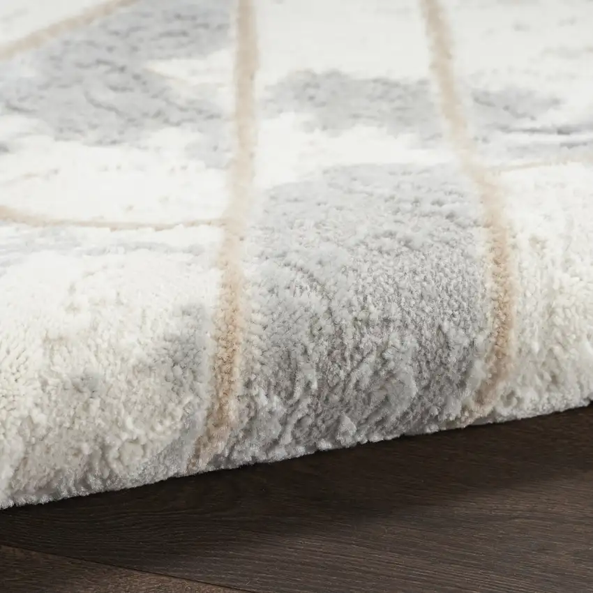 Ivory Black and Gray Abstract Non Skid Area Rug Photo 5