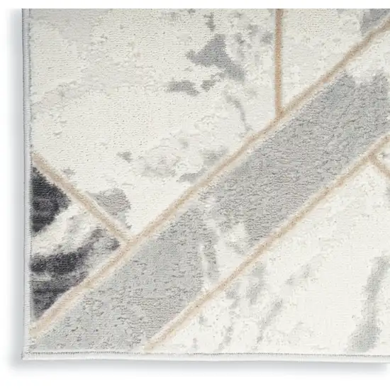 Ivory Black and Gray Abstract Non Skid Area Rug Photo 8