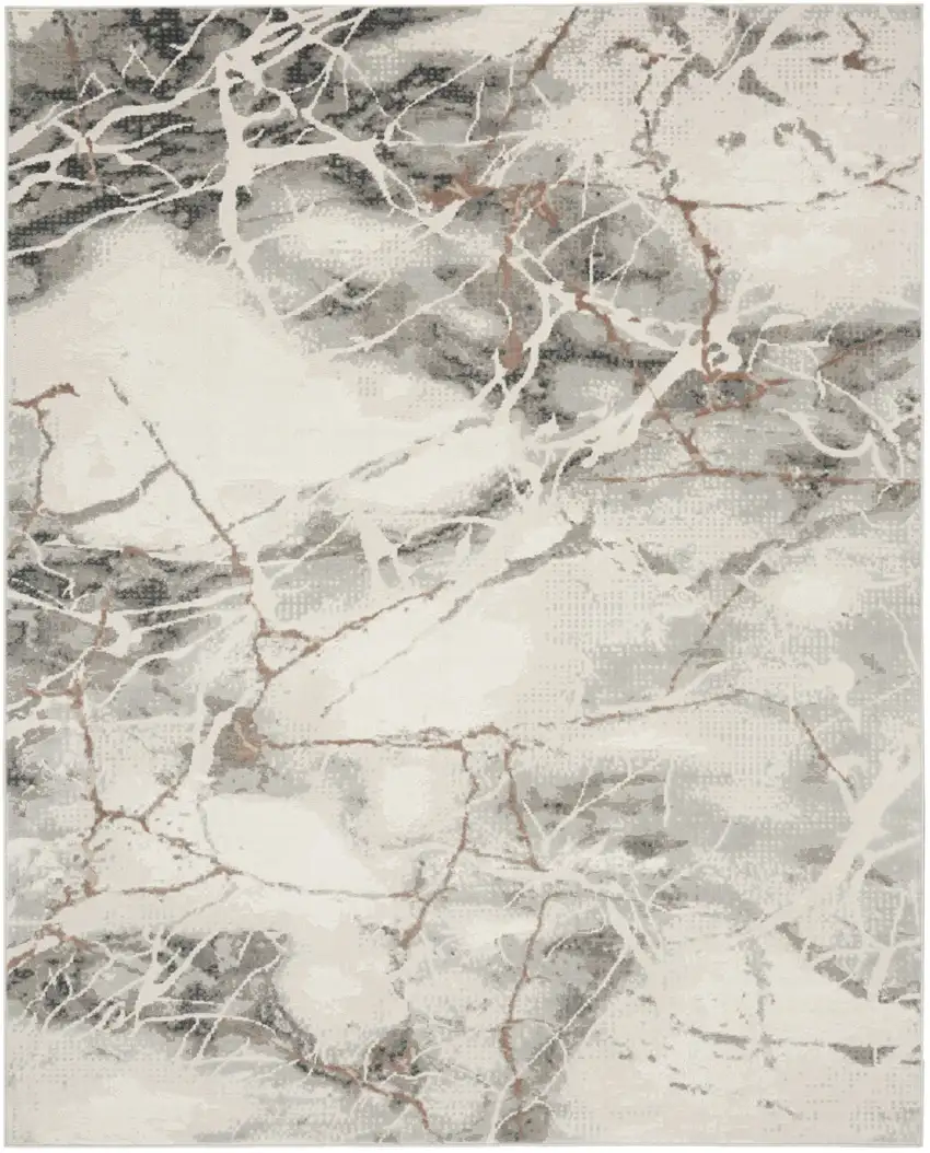 Ivory Black and Gray Abstract Non Skid Area Rug Photo 8
