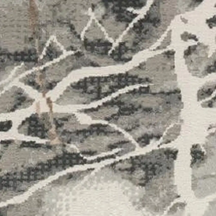 Ivory Black and Gray Abstract Non Skid Area Rug Photo 3