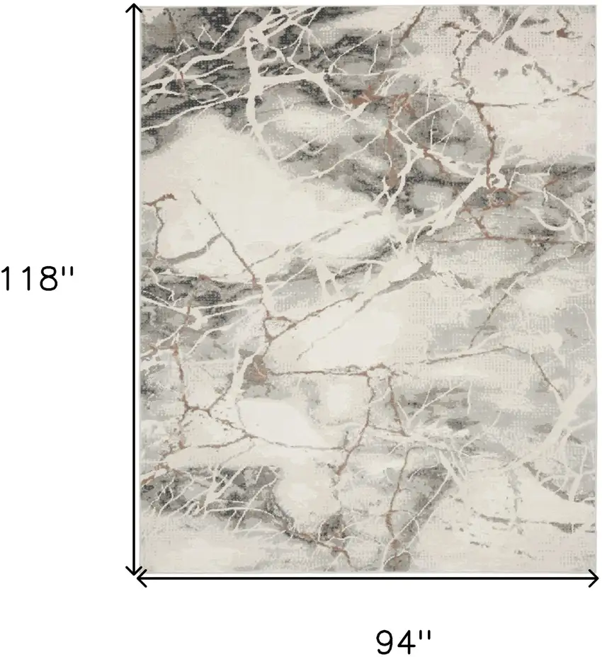 Ivory Black and Gray Abstract Non Skid Area Rug Photo 3