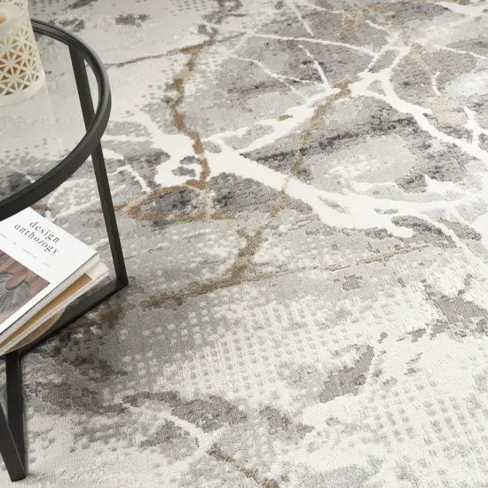 Ivory Black and Gray Abstract Non Skid Area Rug Photo 9