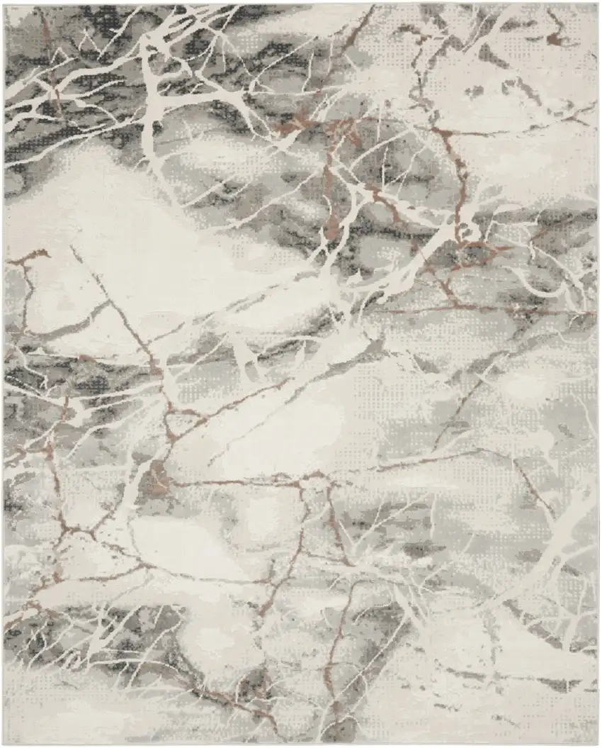 Ivory Black and Gray Abstract Non Skid Area Rug Photo 2