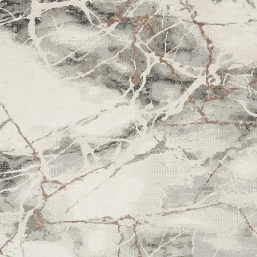 Ivory Black and Gray Abstract Non Skid Area Rug Photo 6