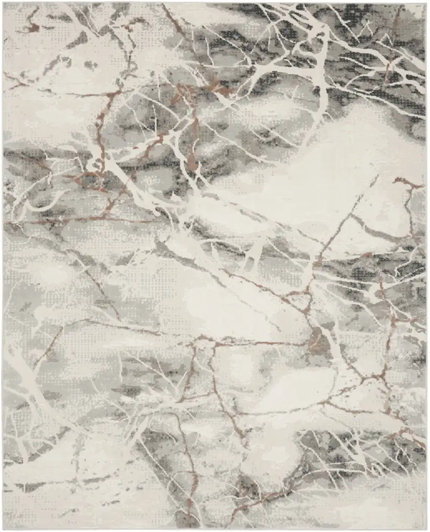 Ivory Black and Gray Abstract Non Skid Area Rug Photo 6