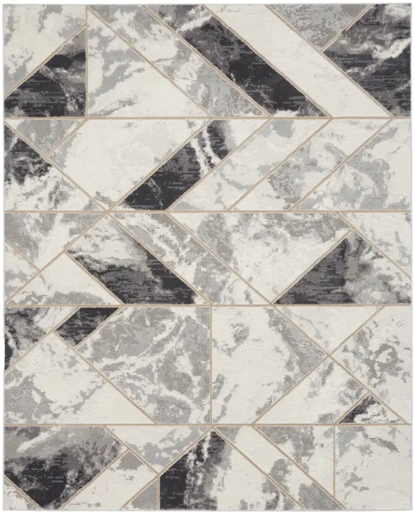 Ivory Black and Gray Abstract Non Skid Area Rug Photo 8
