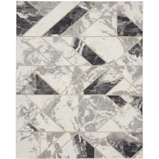 Ivory Black and Gray Abstract Non Skid Area Rug Photo 9
