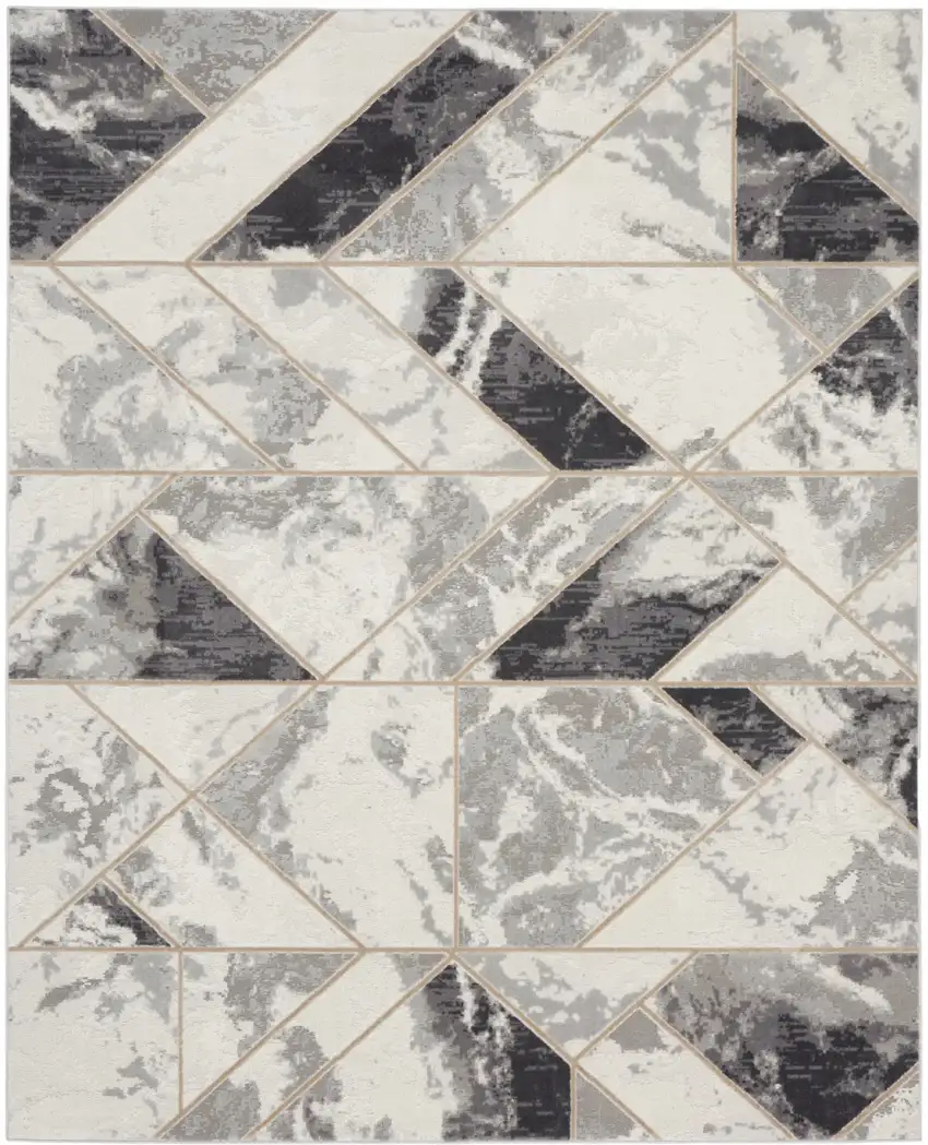 Ivory Black and Gray Abstract Non Skid Area Rug Photo 9