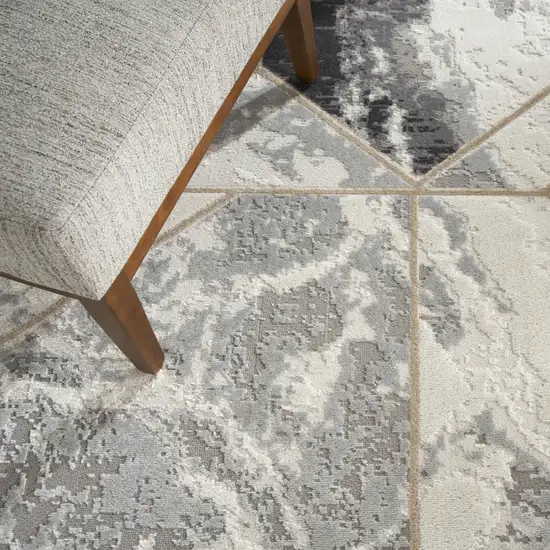 Ivory Black and Gray Abstract Non Skid Area Rug Photo 8
