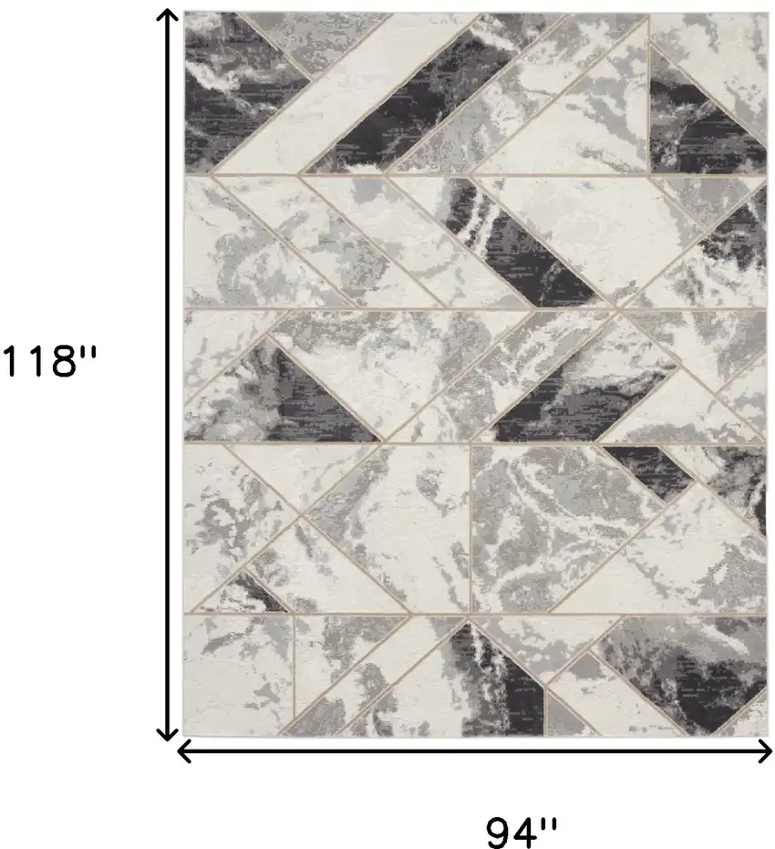 Ivory Black and Gray Abstract Non Skid Area Rug Photo 3