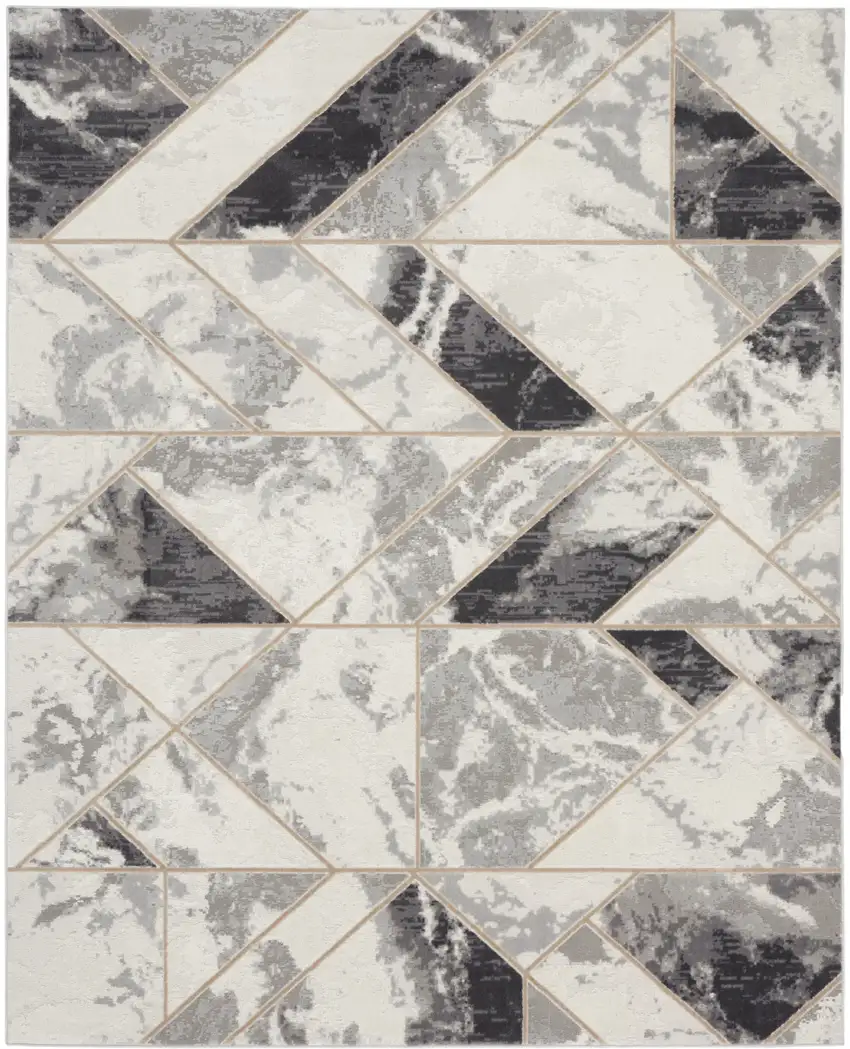 Ivory Black and Gray Abstract Non Skid Area Rug Photo 2