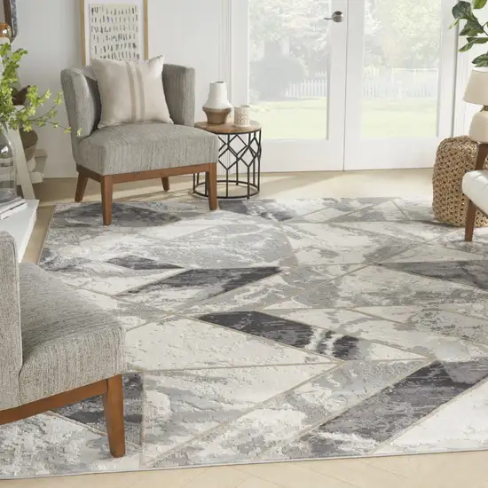 Ivory Black and Gray Abstract Non Skid Area Rug Photo 3