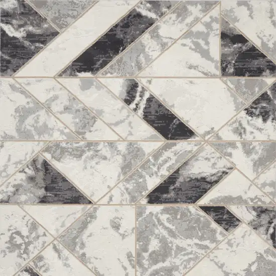 Ivory Black and Gray Abstract Non Skid Area Rug Photo 6