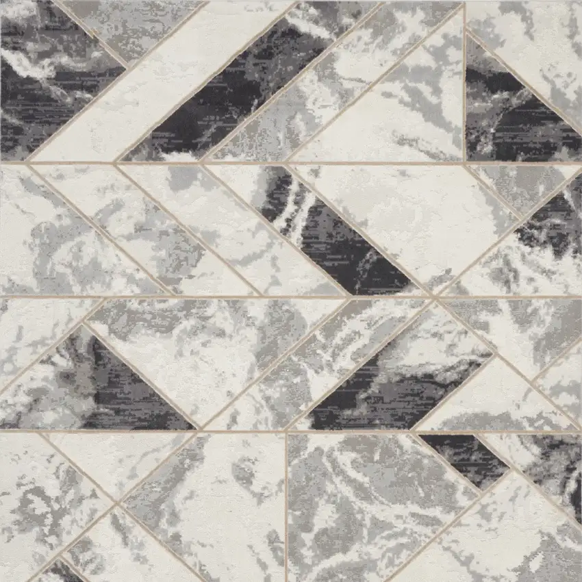 Ivory Black and Gray Abstract Non Skid Area Rug Photo 6